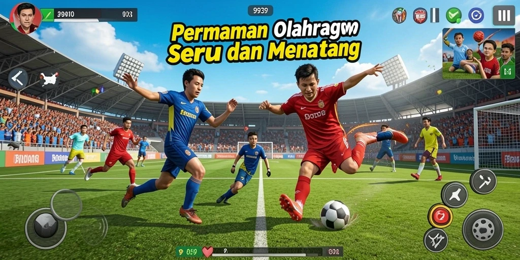 Tampilan gameplay seru pada 9939 yang menampilkan pertandingan olahraga.