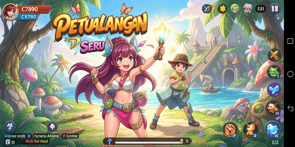 Screenshot menarik dari gameplay C7890 yang menunjukkan aksi karakter dalam dunia anime.