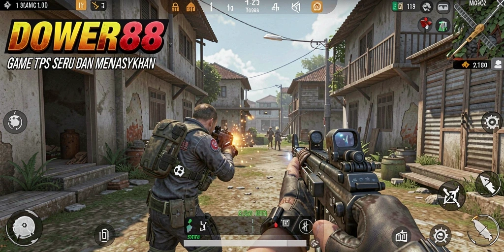 Tampilan gameplay seru dalam DOWER88 dengan aksi TPS yang mendebarkan.
