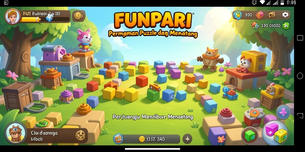 Tampilan gameplay FUNPARI yang seru dengan berbagai puzzle menantang.
