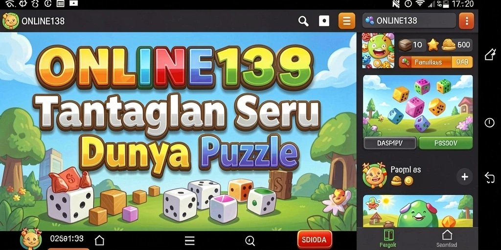 Tangkapan layar utama ONLINE138 menampilkan gameplay Puzzle yang menantang.