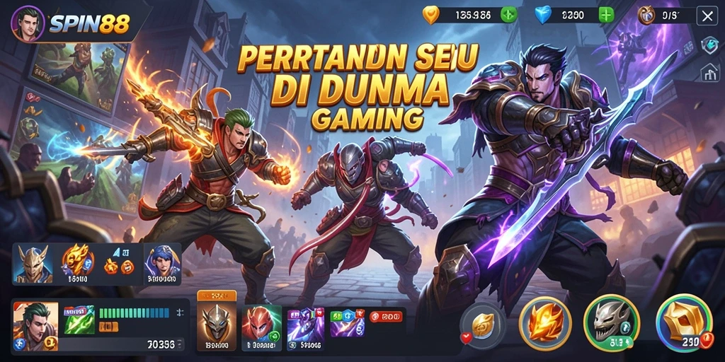 Tampilan gameplay SPIN88 yang intens dan mendebarkan saat bertarung.