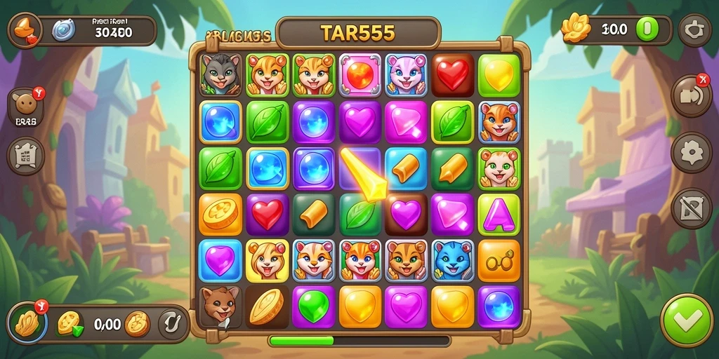 Tampilan gameplay seru dari TAR555 dengan momen mencocokkan item.