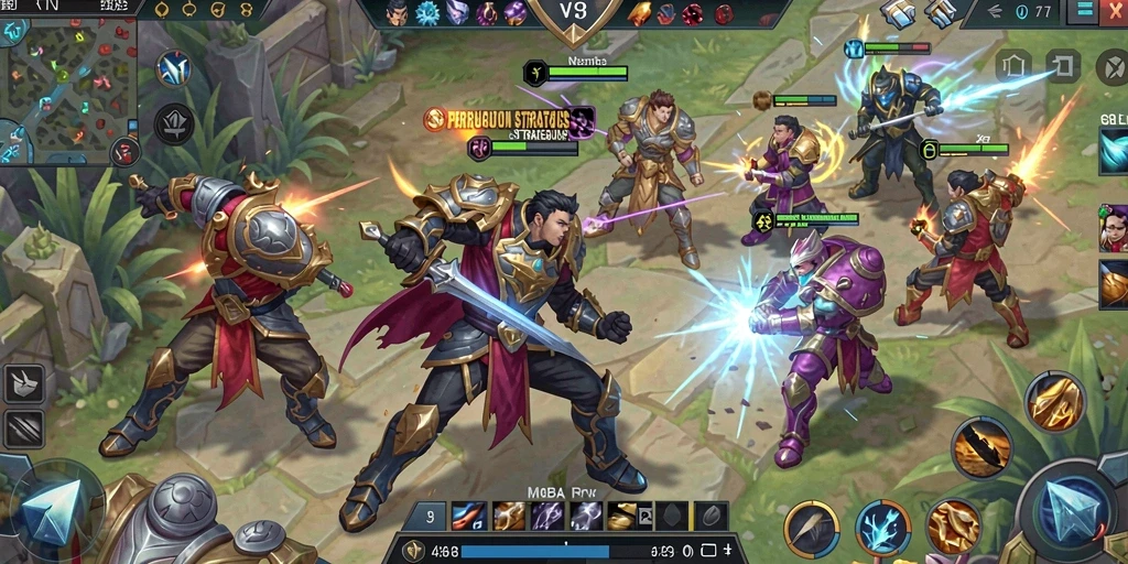 Gameplay seru di arena pertarungan V98 dengan karakter unik.