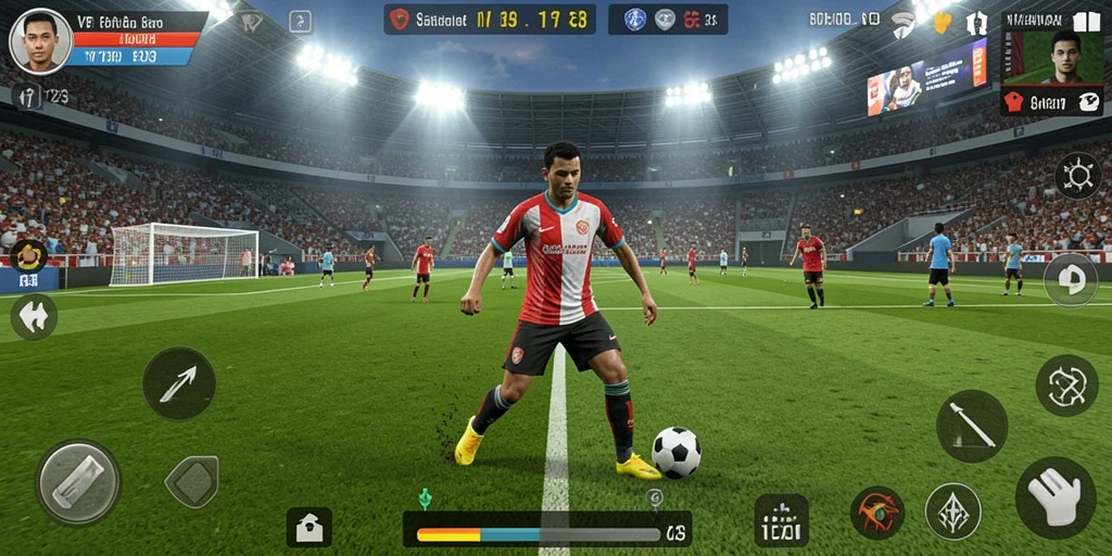 Tampilan gameplay YY123 dalam pertandingan sepak bola yang seru dan mendebarkan.