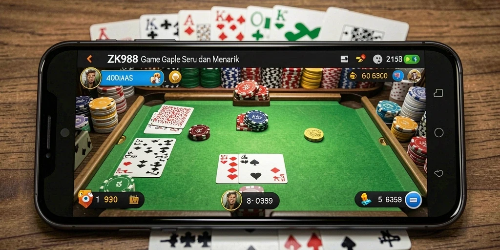 Menampilkan gameplay seru ZK988 di permainan Gaple.
